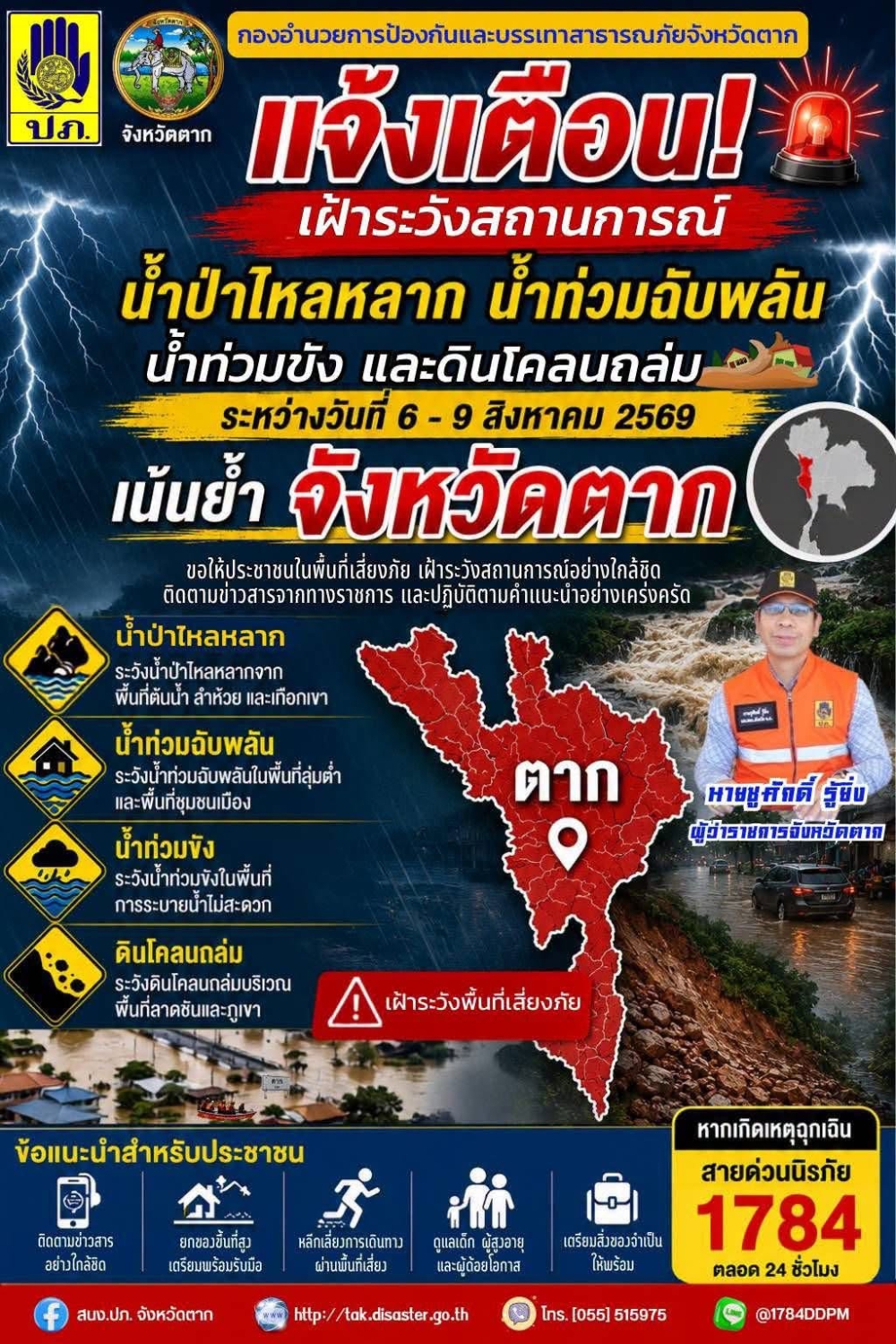 แจ้งเตือน!เฝ้าระวังสถานการณ์น้ำป่าไหลหลาก