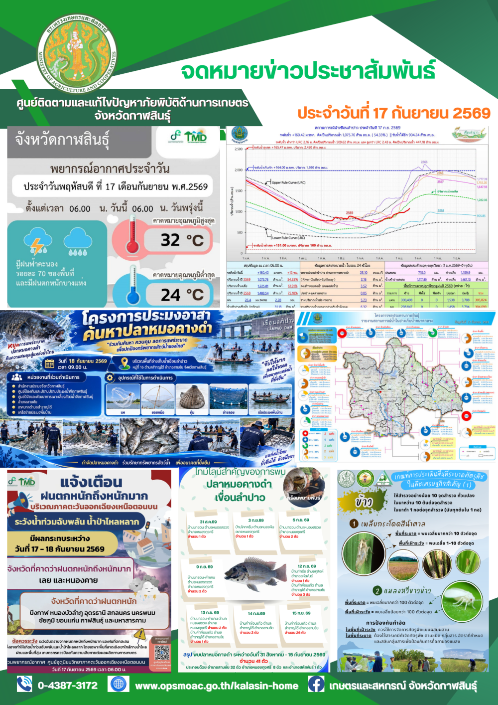 ข่าวศูนย์ติดตามและแก้ไขปัญหาภัยพิบัติด้านการเกษตรจังหวัดกาฬสินธุ์