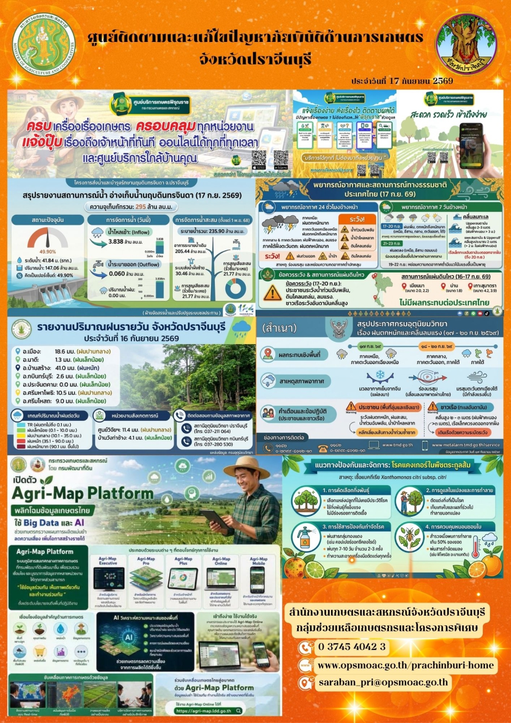ศูนย์ติดตามและแก้ไขปัญหาภัยพิบัติด้านการเกษตรจังหวัดปราจีนบุรี