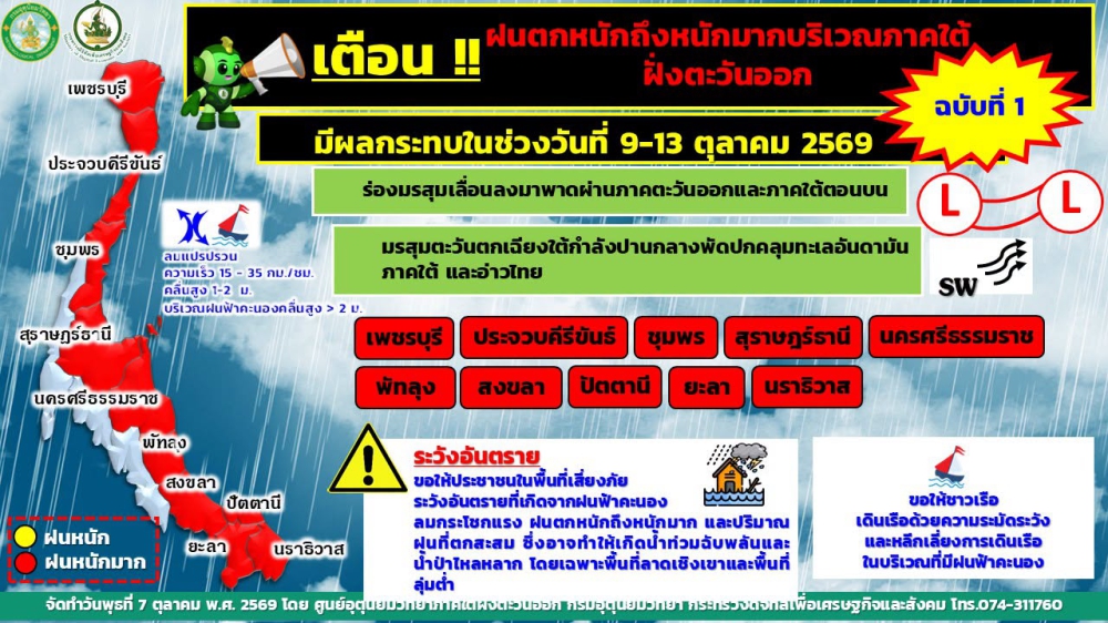 ประกาศศูนย์อุตุนิยมวิทยาภาคใต้ฝั่งตะวันออก
