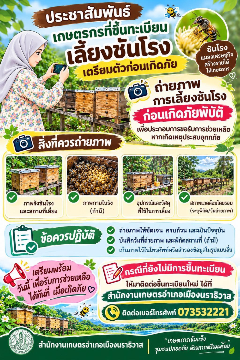 เกษตรกรที่ขึ้นทะเบียนเลี้ยงชันโรงเตรียมตัวก่อนเกิดภัย???